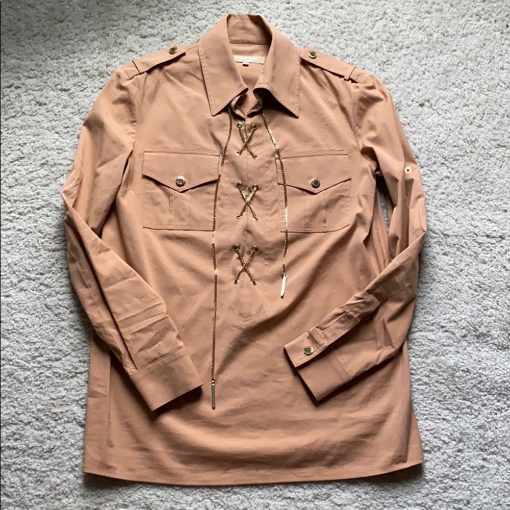 Michael Kors collection chain lace up military top